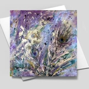 Angel Moon Peacock - Blank greetings card, with envelope