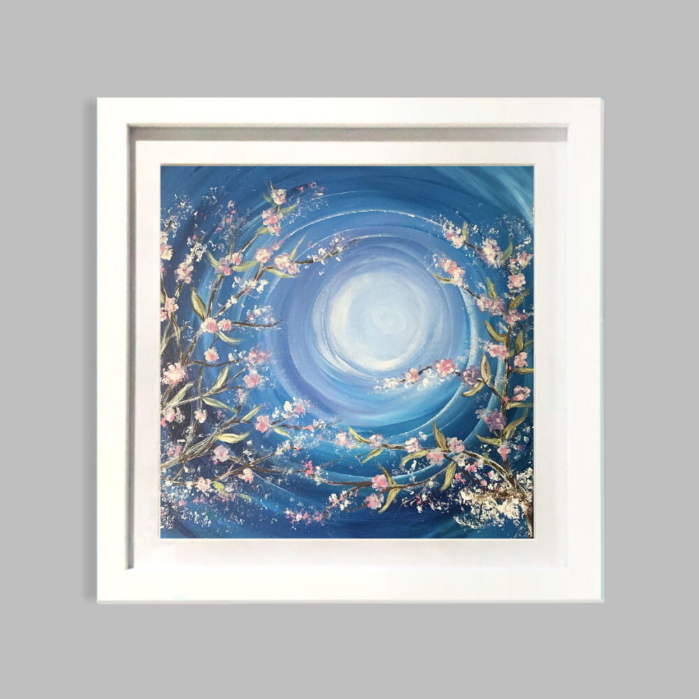 ramed Print Mock Up Cherry Blossom in the Moonlight Print