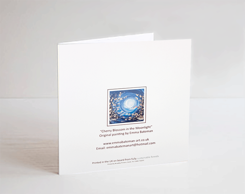 “Cherry Blossom in the Moonlight” - Blank greetings card, with envelope