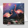 Flamingo Fiesta - Blank greetings card with envelope