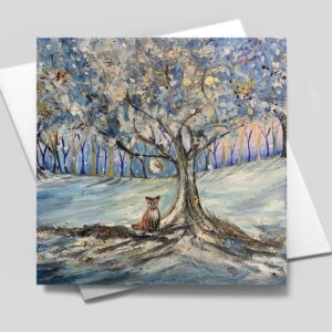 Fox in the Moonlight - Blank greetings card with envelope