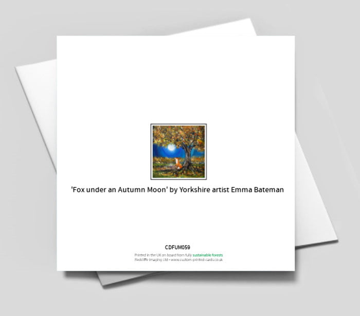 Fox under an Autumn Moon - Blank greetings card with envelope