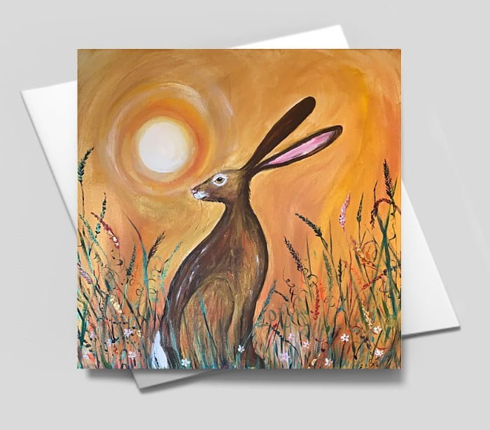 Golden Hare - Blank Greeting Card with envelope