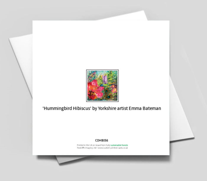 Hummingbird Hibiscious - Blank greetings card with envelope