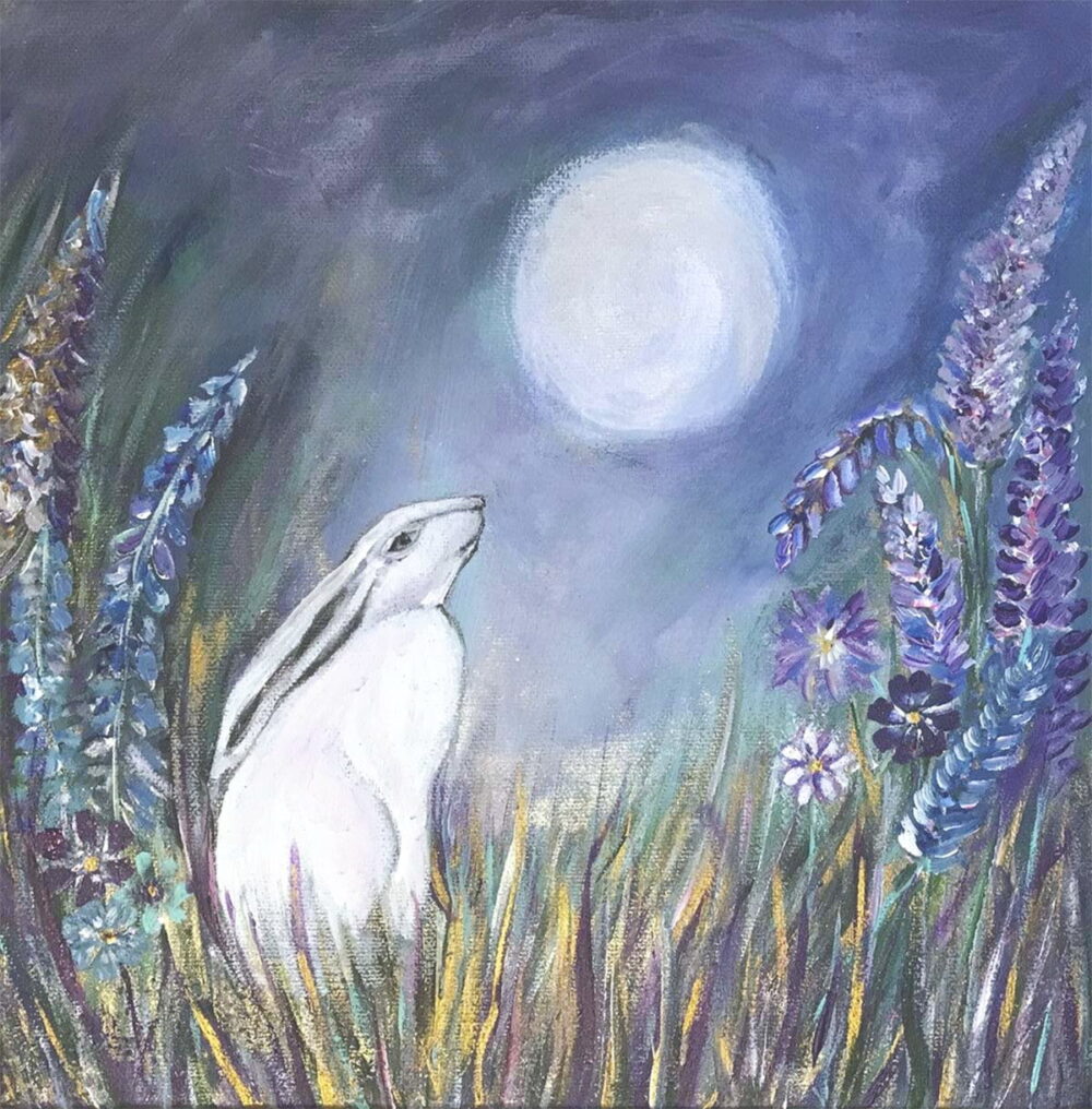 Moongazing Hare - Blank Greeting Card, with envelope