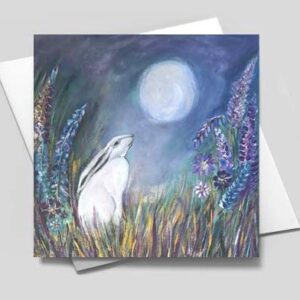 Moongazing Hare - Blank Greeting Card, with envelope