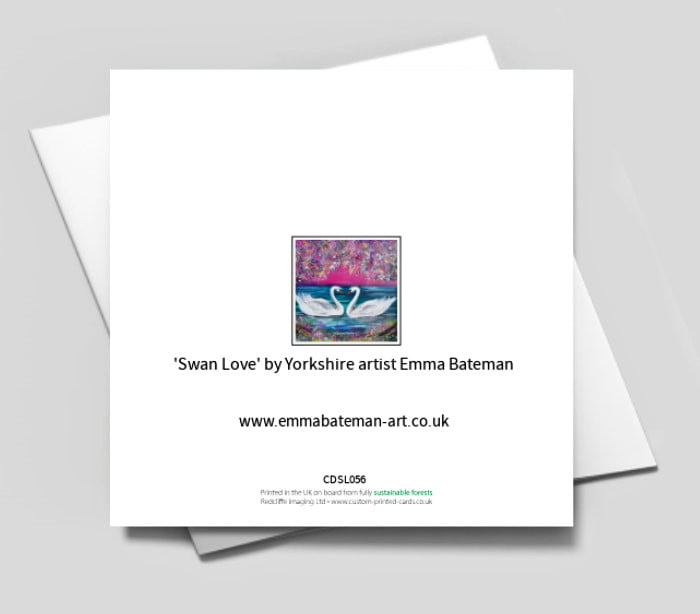 Swan Love - Blank greetings card with envelope