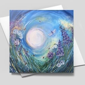 The Bees and the Dragonfly – Blank greetings card with envelope