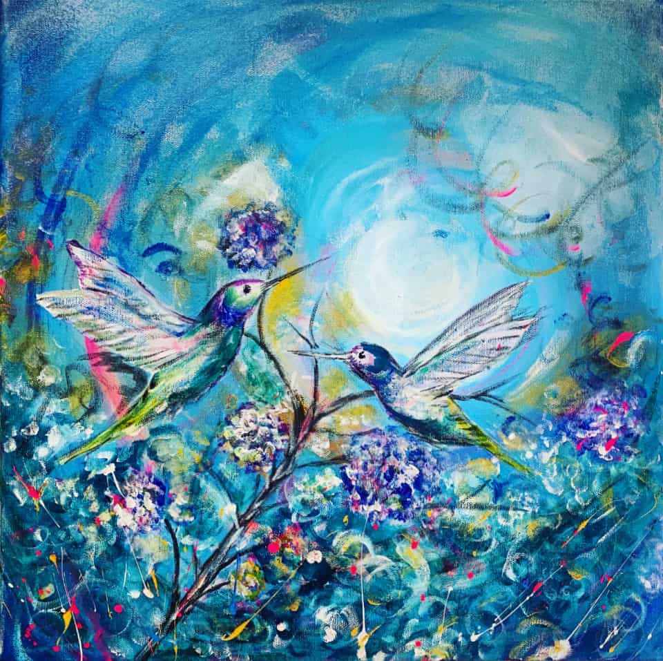 The Song of the Hummingbirds – Blank greetings card with envelope