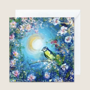 Blue-Tit-in-Cherry-Blossom Greetings Card