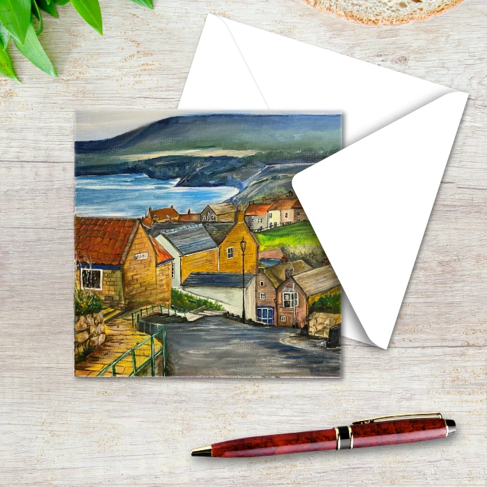Robin Hoods Bay - Blank greetings card with envelope