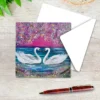 Swan Love - Blank greetings card with envelope